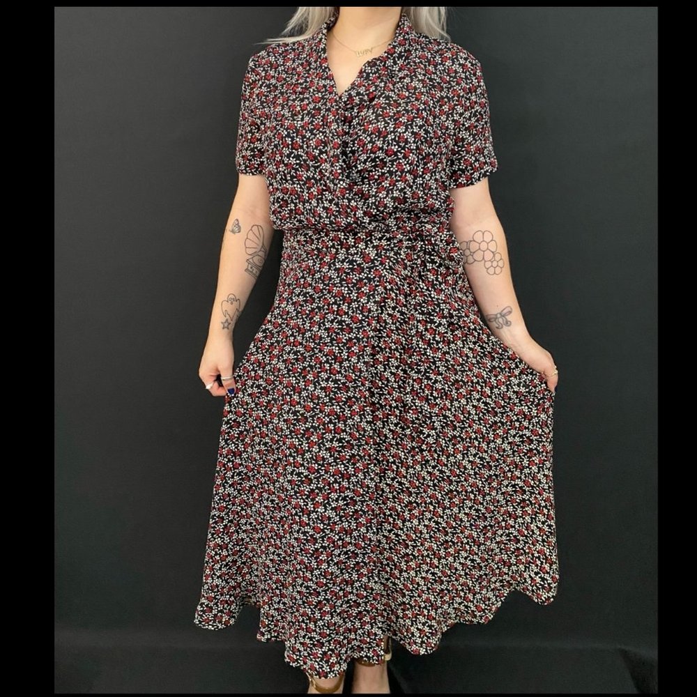90s/00s Liz Claiborne Floral Wrap Dress